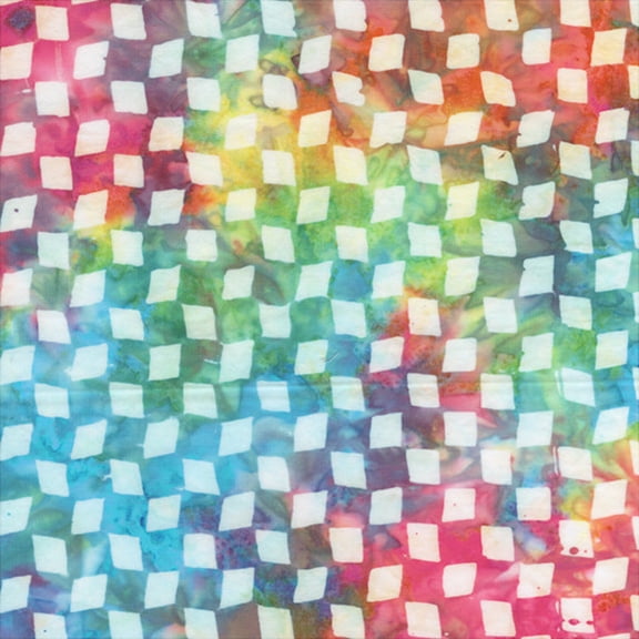 QE8: Charm - Checkerboard - 456Q-1 Rainbow - Batik (1yard)