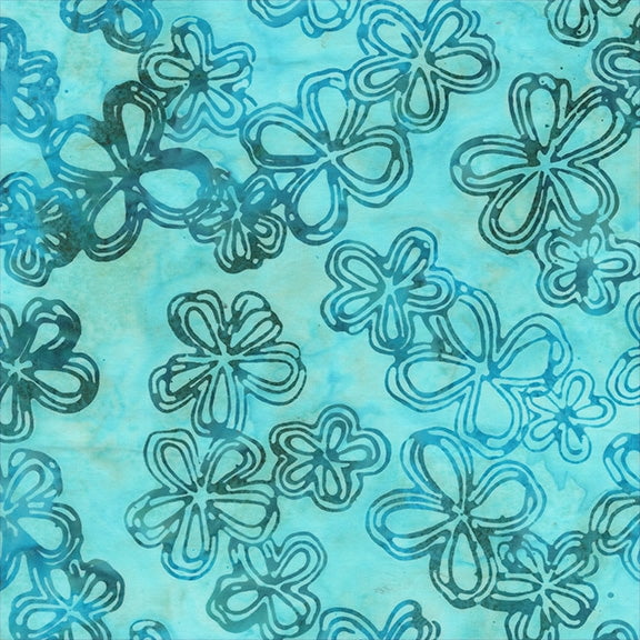 QE8: Charm - Etched Flowers - 451Q-6 Breeze - Batik (1yard)