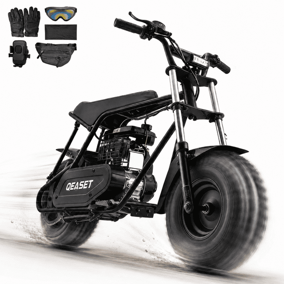 QEASET 105CC 4-Stroke Mini Bike with Shock Absorption, Off-Road Motorcycle, Black