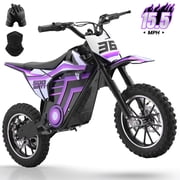 QEASET 36 V MINI Electric Dirt Rocket, 500 W Motorized Dirt Bikes, 15 MPH Off-Road Ride with Dual Suspension, Purple