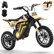 QEASET 36 V MINI Electric Dirt Rocket, 500 W Motorized Dirt Bikes, 15 MPH Off-Road Ride with Dual Suspension, Yellow