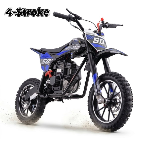 QEASET 39cc Gas mini Bike - Mini Motorcycles for Young Riders, Gas Powered Mini Bike with Safety Kill Switch, Tubeless Tires, Easy Pull Start, and EPA Approved (BLUE)