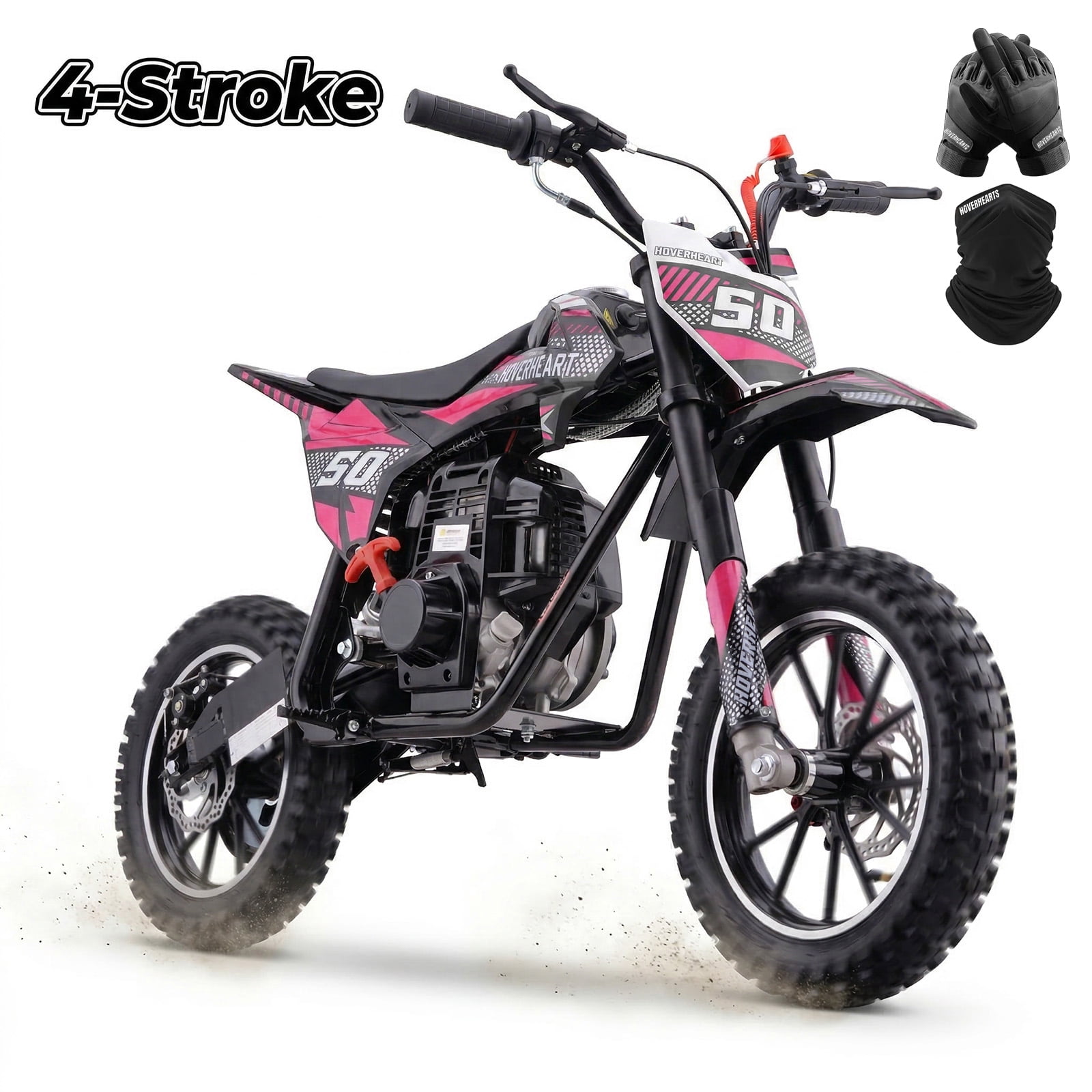 QEASET 39cc Gas mini Bike - Mini Motorcycles for Young Riders, Gas Powered Mini Bike with Safety Kill Switch, Tubeless Tires, Easy Pull Start, and EPA Approved (PINK)