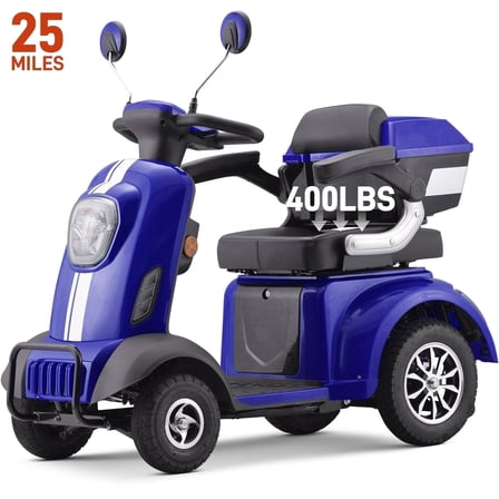 Arshin 400lbs Heavy Duty Mobility Scooters for Seniors,All Terrain 500W Electric Powered Wheelchair Device for Travel,Handicap Scooter,Bariatric Mobility Scooter(Blue)