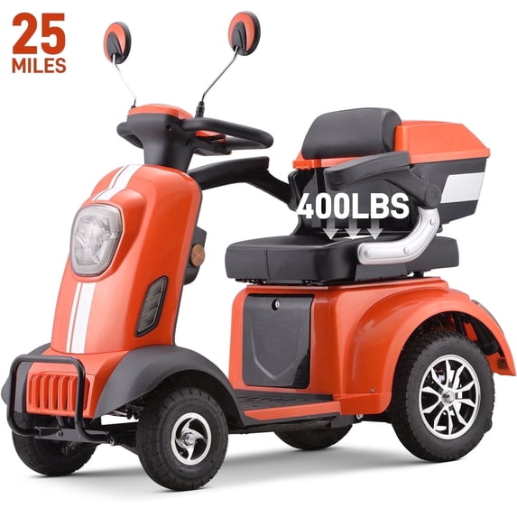 Arshin 400lbs Heavy Duty Mobility Scooters for Seniors,All Terrain 500W Electric Powered Wheelchair Device for Travel,Handicap Scooter,Bariatric Mobility Scooter(Orange)
