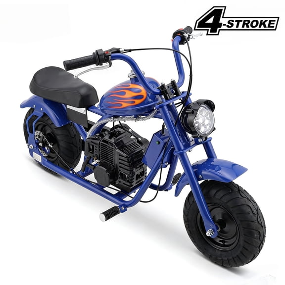 QEASET 40cc Gas Power 4 Stroke Mini Pit Dirt Bike Pull Start for Tweens with 6" Wheels, BLUE