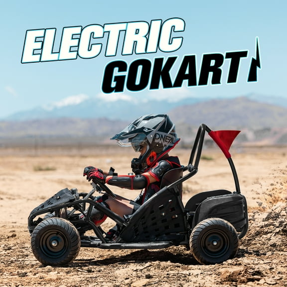 QEASET 48V Electric Go-Kart 1000W Brushless Motor, 20mph Max, 13" All-Terrain Tires, High-Tensile Steel Frame, 4-Point Seat Belt, 3-Speed Control, Hydraulic Disc Brake,Black