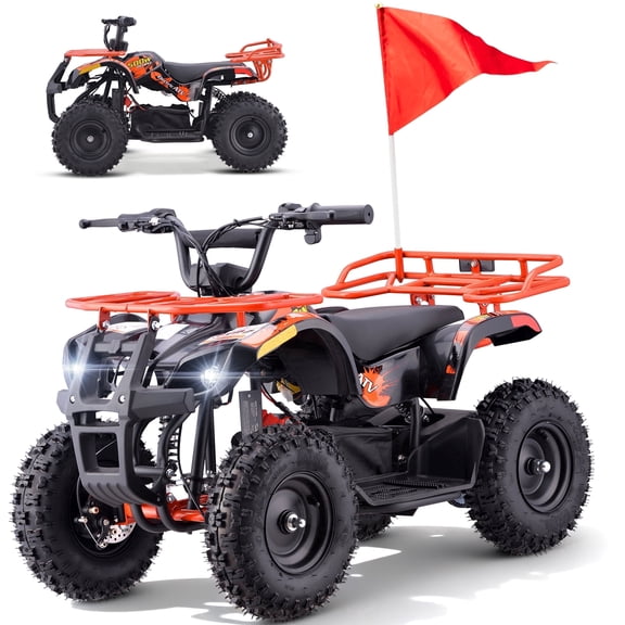 QEASET 500W 36V Battery Ride-On Off-Road 4-Wheeler – 15-Mile Range, Orange