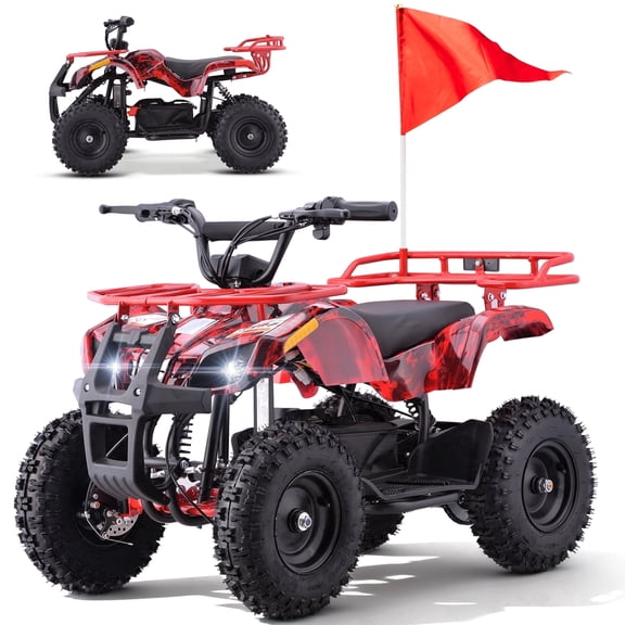 QEASET 500W 36V Battery Ride-On Off-Road 4-Wheeler – 15-Mile Range, Flame
