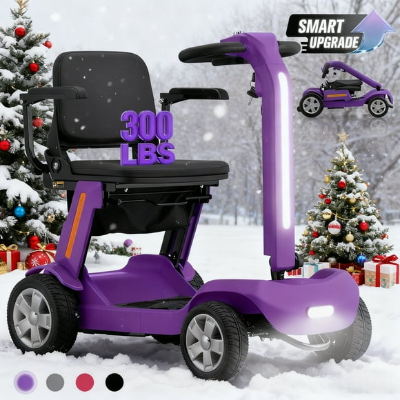 Upgrade Heavy Duty Mobility Scooter for Seniors-Electric Powered Wheelchair,Trunk-Friendly! Best Gift for Mom & Dad,Supports 300 lbs(Purple)