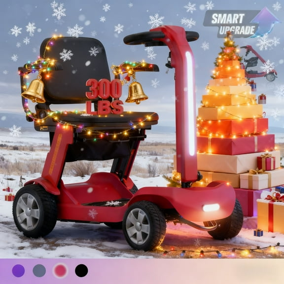 Upgrade Heavy Duty Mobility Scooter for Seniors-Electric Powered Wheelchair,Trunk-Friendly! Best Gift for Mom & Dad,Supports 300 lbs(Red)
