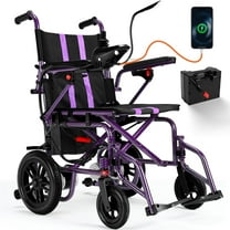 QEASET Foldable Electric Wheelchair for Seniors, More flexible than Mobility Scooter, Mobile phone charging, Purple