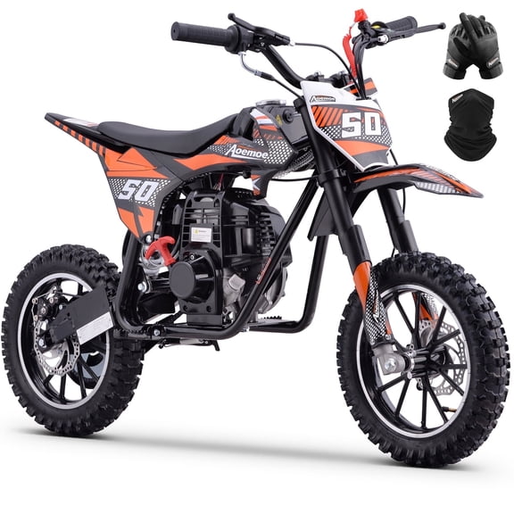 QEASET Gas Mini Dirt Bike, 39.4 CC 4-Stroke Dirt Bike, Rear Shock Absorber, Metal Frame, Disc Brakes, Max Load 165Lbs, Up to 20Mph, No Oil Mix Require, Orange