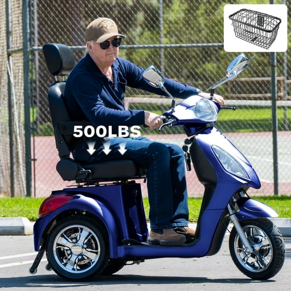 Upgraded Heavy Duty Mobility Scooter for Adults & Seniors - 500 lb Capacity,31-Mile Range,800W Motor for Travel & Outdoors by Arshin,Folds for Storage(Blue)
