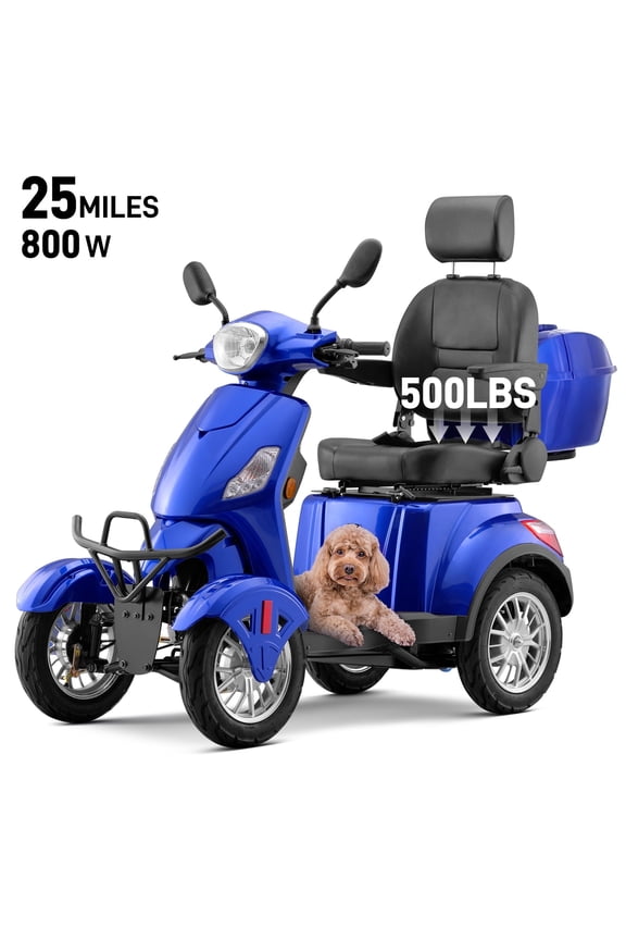 Heavy Duty 4 Wheel Mobility Scooters for Seniors & Adults 500lbs Capacity,800W All Terrain Electric Recreational Scooter
