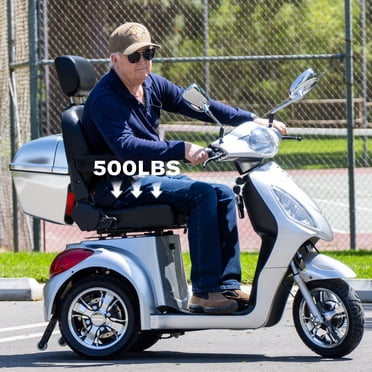 Upgrade Heavy Duty 3 Wheel Mobility Scooter for Seniors & Adults 500lbs Capacity,Arshin Electric Powered Wheelchair Device for Travel,800W All Terrain Mobility Scooter,31 Miles Range,7-15 Mph(Silver)