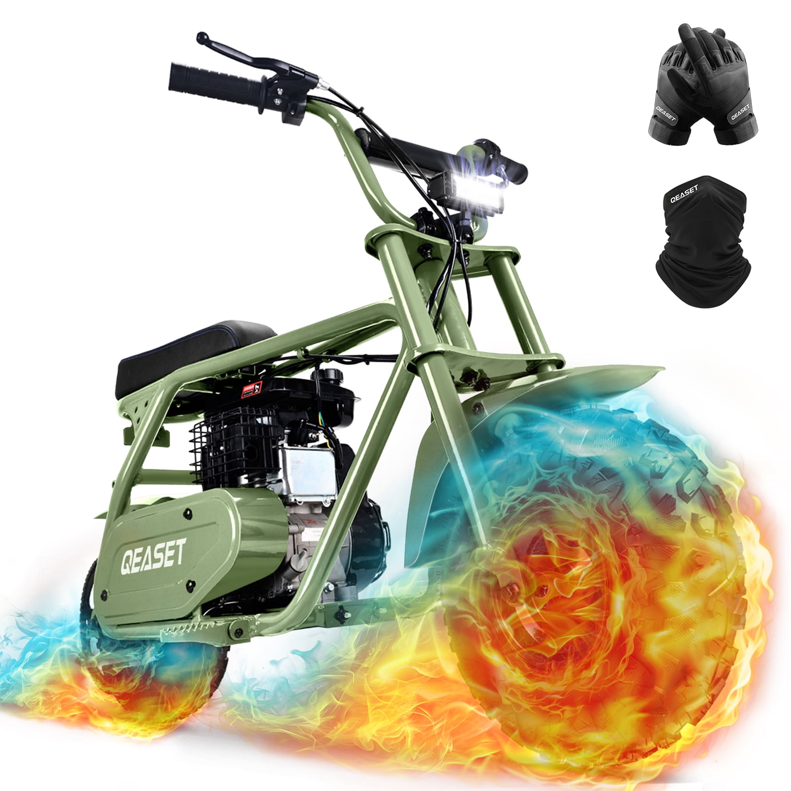 QEASET MB001 Gas Powered Mini Dirt Bike 99CC for Teens and Adults, 22MPH Off Road Motorcycle, Weight Support Up to 200 LBS - Green