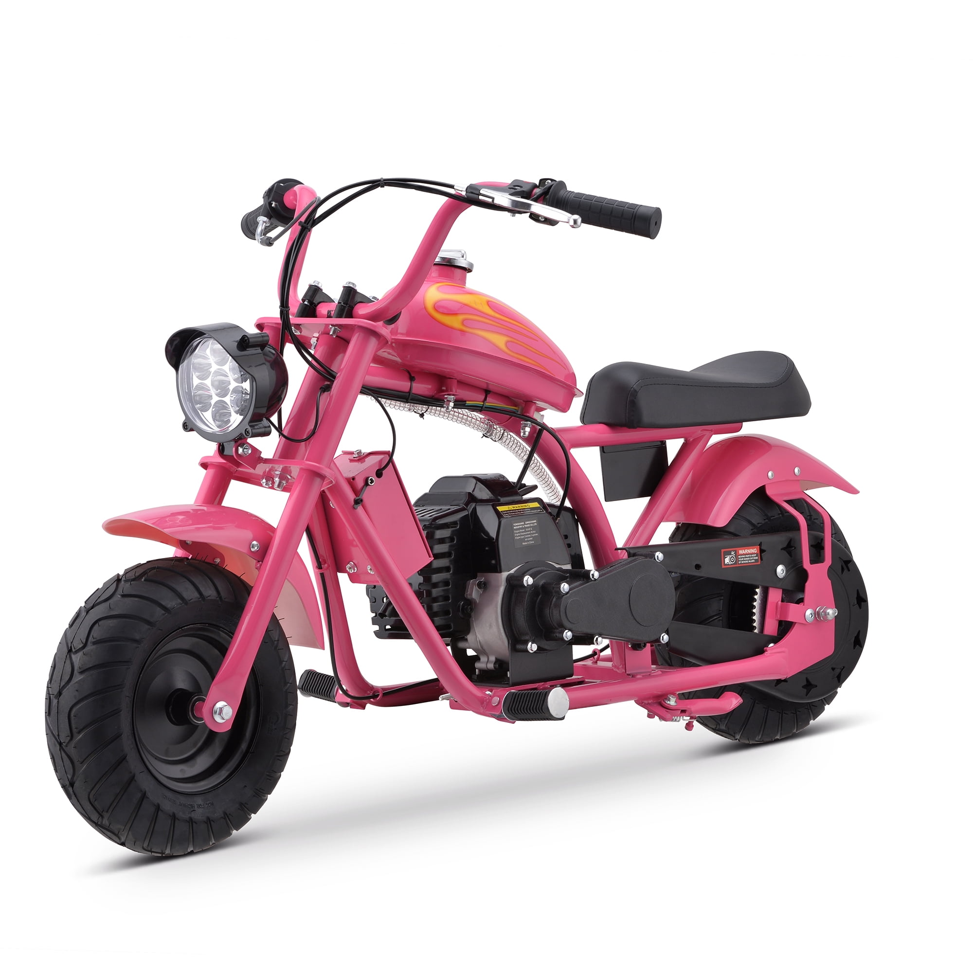 Walmart exclusive discounts  QEASET Mini Off-Road Dirt Bike, 49 CC 2-Stroke Gas Chopper Bike with Off-Road Tire, Disc Brakes, Max Load 160Lbs, Max Speed 18Mph, Pink