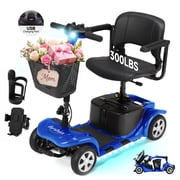 Arshin Mobility Scooter,4 Wheel Mobility Scooter for Adults,Senior,Electric Powered Wheelchair Chargeable Device for Travel,Blue