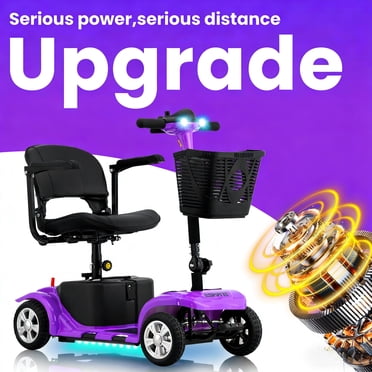 Arshin Mobility Scooter,4 Wheel Mobility Scooter for Adults,Senior,Electric Powered Wheelchair Chargeable Device for Travel,Purple