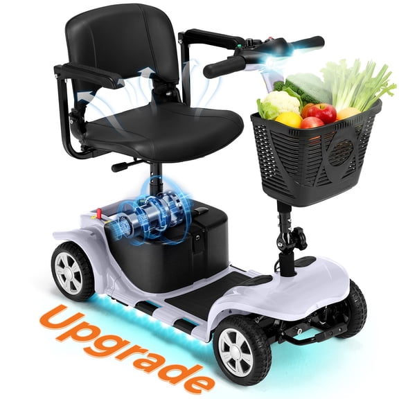 Arshin Mobility Scooter,4 Wheel Mobility Scooter for Adults,Senior,Electric Powered Wheelchair Chargeable Device for Travel,Silver