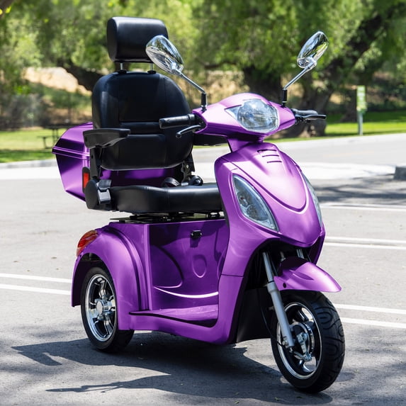 New & Improved 3-Wheel Mobility Scooter for Adults & Seniors - 500 lb Heavy Duty Capacity,31-Mile Range,800W Power for Outdoor Use by Arshin,All-Day Riding,Easy to Use(Purple)