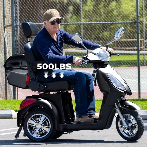 New & Improved 3-Wheel Mobility Scooter for Adults & Seniors - 500 lb Heavy Duty Capacity,31-Mile Range,800W Power for Outdoor Use by Arshin,All-Day Riding,Easy to Use(Black)