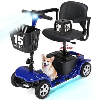 Arshin Mobility Scooters for Seniors,4 Wheels Mobility Scooters Lightweight and Portable,180W 24V Motor,Suitable for Travel,Adults,Elderly(Blue)