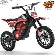 QEASET Motorcycle, Motorized Dirt Bikes for kids 8-14, 36V 500W – 15.5 MPH Top Speed, Dual Suspension, Red