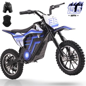 QEASET electric dirt bike, 500W kids dirt bike for Boys Girls Age 8-14, Blue