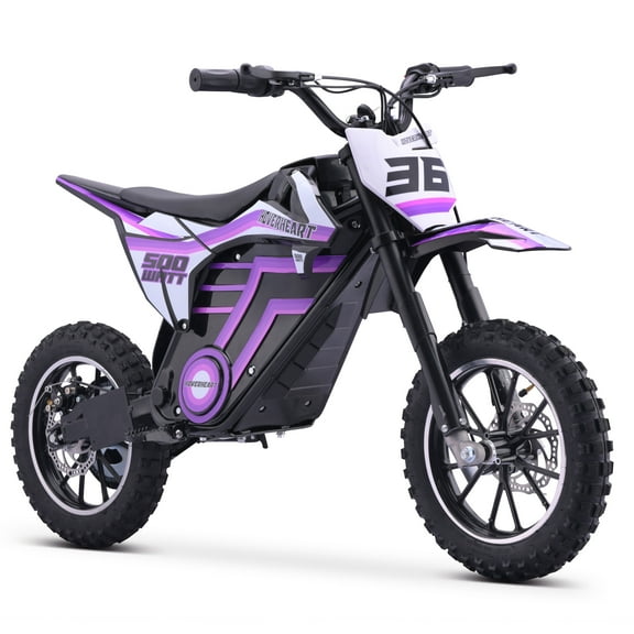 QEASET electric dirt bike, 500W kids dirt bike for Boys Girls Age 8-14, Purple