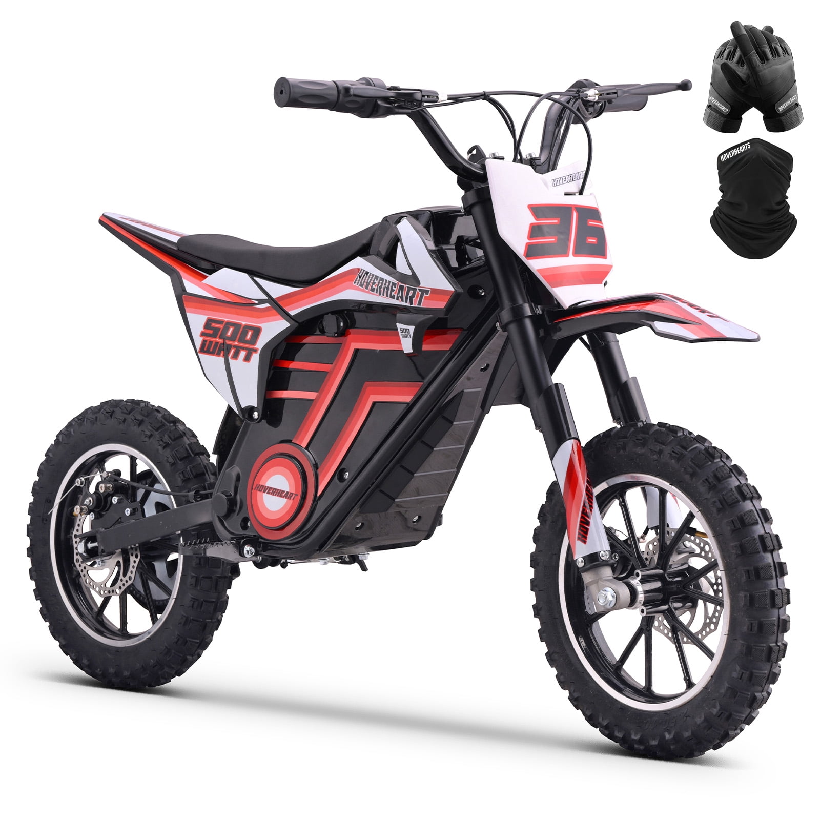 QEASET electric dirt bike, 500W kids dirt bike for Boys Girls Age 8-14, Red