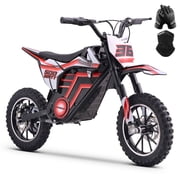 QEASET electric dirt bike, 500W kids dirt bike for Boys Girls Age 8-14, Red