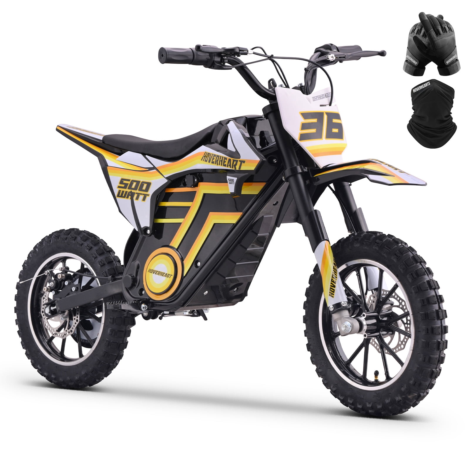 QEASET electric dirt bike, 500W kids dirt bike for Boys Girls Age 8-14, Yellow