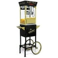 thumbnail image 1 of QEEKA 12Oz Popcorn Machine with Cart,Movie Theater Popcorn Poppers with Stainless Steel Kettle,Tempered Glass，8" Shelf,Vintage Red Design for Parties and Concession Stands,Black-Golden, 1 of 10