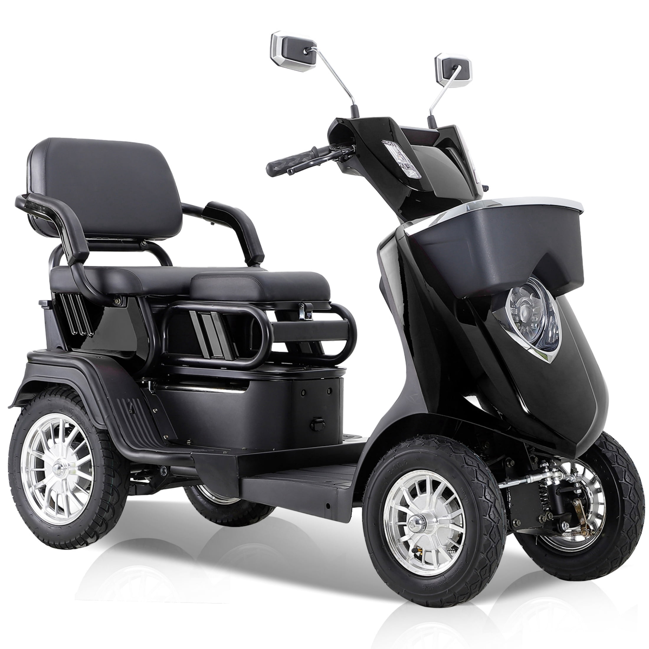 QEEKA 2-Seater Heavy-Duty All-Terrain Electric Mobility Scooter for Adults & Seniors,1000W Motor,500 LBS Capacity,Adjustable Seat,Black