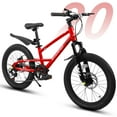 thumbnail image 1 of QEEKA 20 Inch Kids Mountain Bike，4.0"/2.125" Wide Non-Slip Tires,7-Speed with Front Suspension,Dual Disc Brakes and Steel Frame,Kids MTB Bicycle for Ages 6-12 Years Old,Red, 1 of 11