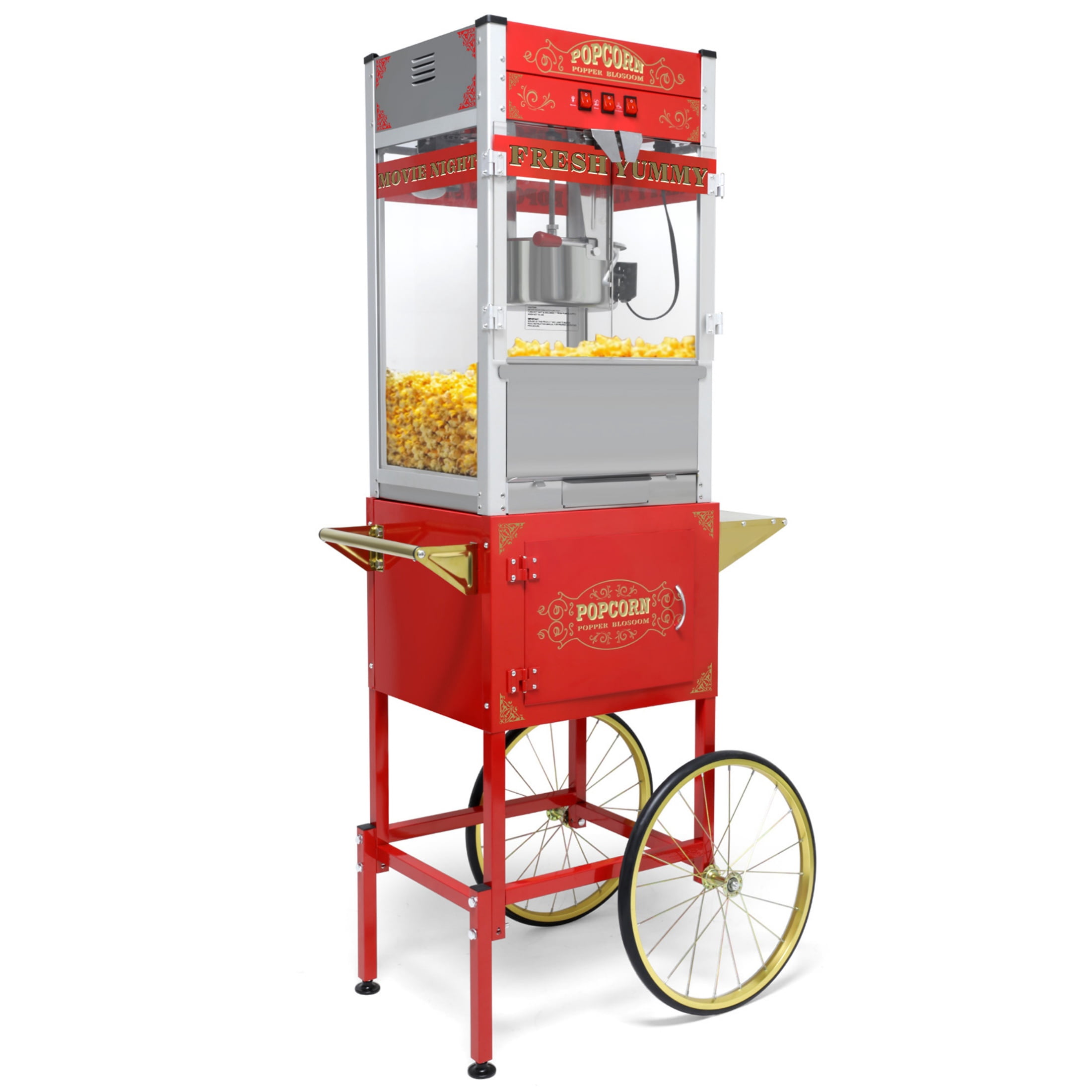 Wheel Rim Popper QEEKA 20Oz Vintage Style Popper,Commercial Popcorn Machine with Cart ...