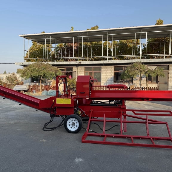 QEEKA 27T Firewood Processor & Log Splitter, 739cc Gas Engine, 17.32" Max Cut, 20" Chainsaw, Log Lifter, 3m Conveyor, 6-Way Hydraulic Wedge, Portable, for Home, Farm, Small Business