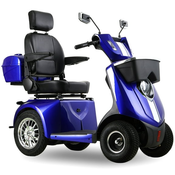 QEEKA All Terrain Heavy Duty 4 Wheel Electric Mobility Scooter for Adults & Seniors,1000W Motor,500 LBS Capacity,Long Range Battery,Blue