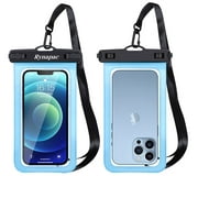 QEEMMY Waterproof Cell Phone Pouch, Universal Water Proof Dry Bag Case with Neck Lanyard - Underwater Clear Cellphone Holder Large Protector for iPhone Samsung Galaxy for Beach Pool Swimming - Blue