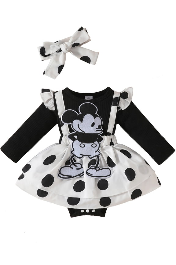 0-18M Baby Girl Summer Clothes Outfits Shorts Sleeve Romper Dress Cute Mouse Newborn Outfits With Headband