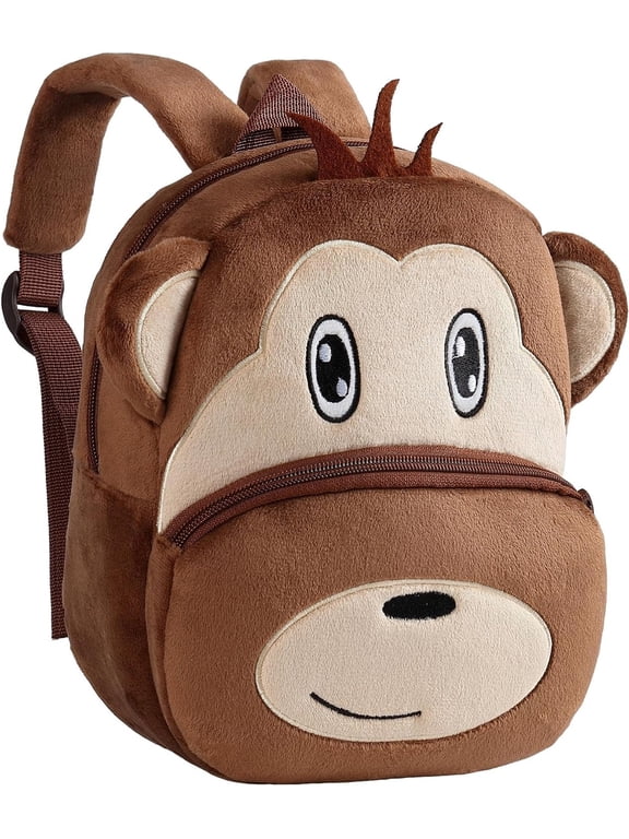 10" Toddler Backpack Kids Animal Monkey Soft Plush Bag Mini Travel Bag for Girl Boy 2-5Y