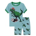 thumbnail image 1 of QEFJNO 2-9Y Toddler Boys Pajamas Short Sets Dinosaur Cotton 2 Piece Sleepwear Summer Kids Tee and Shorts, 1 of 5