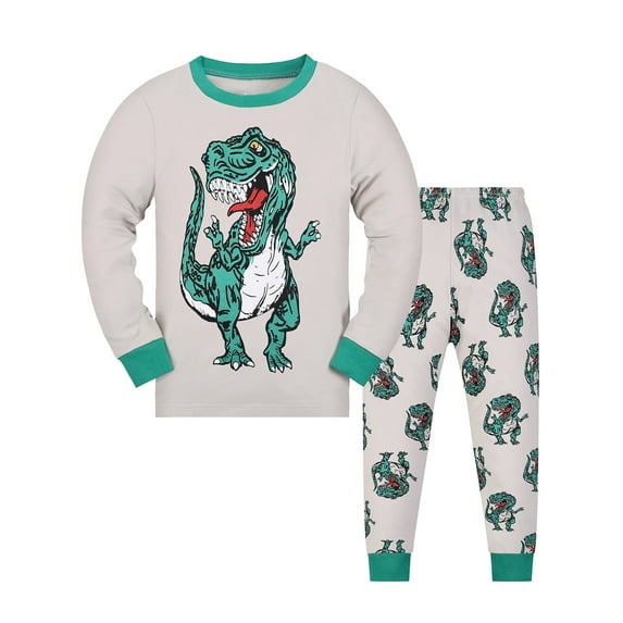 QEFJNO 2-9Y Toddler and Little Boys Pajamas Set Kids Excavator Long Sleeve PJs 2-Piece Cotton Sleepwear 7 Years