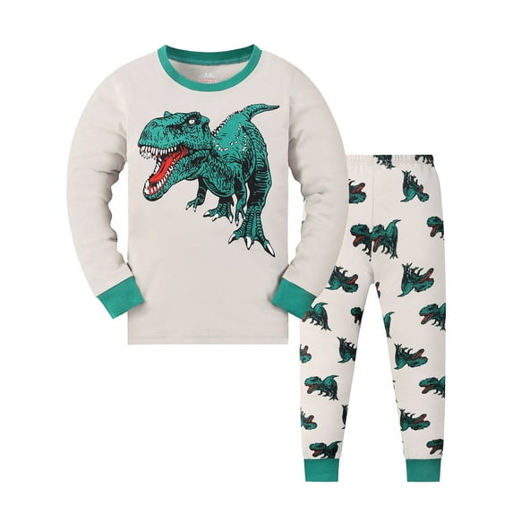 QEFJNO 2-9Y Toddler and Little Boys Pajamas Set Kids Dinosaur Long Sleeve PJs 2-Piece Cotton Sleepwear 6 Years