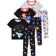 thumbnail image 1 of QEFJNO 3-12Y Kid Boys Rocket Planet Pajamas Little Big Boys Sleepwear Short Sleeves and Pants 2 Pieces Summer Pjs Set, 1 of 14