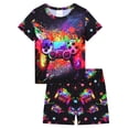 thumbnail image 1 of QEFJNO 3-12Y Kids Boys Pajamas Set 2 PCS Short Sleeve Top and Shorts Pants for Toddler Boys Gamer Pjs Summer, 1 of 13