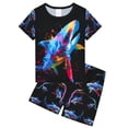 thumbnail image 1 of QEFJNO 3-12Y Kids Boys Pajamas Set 2 PCS Short Sleeve Top and Shorts Pants for Toddler Boys Shark Pjs Summer, 1 of 13
