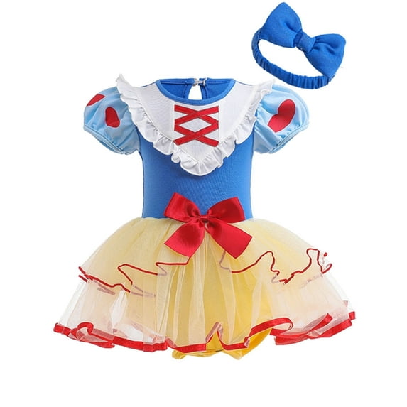 QEFJNO 3-18M Baby Girl Princess Dress Up Clothes Infant Birthday Party Tulle Dresses with Headband